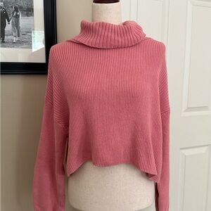 Wild Fable Pink Cowl Neck Sweater with Ribbed Knit